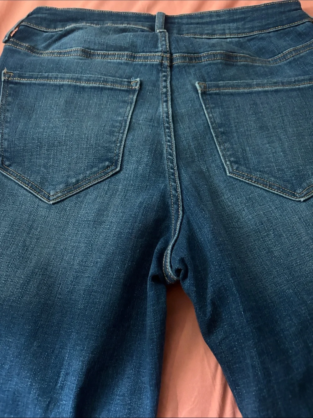 Old Navy Women’s Dark Blue Distressed Slim Straight Jeans